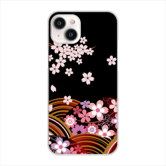 iPhone15 Plus 高画質仕上げ 背面印刷 ハードケース 【1237 和柄&筆文字・夜桜の宴】