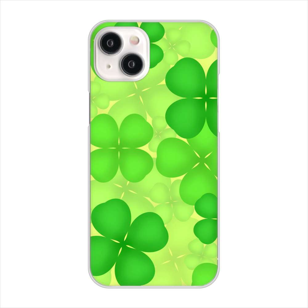 iPhone15 Plus 高画質仕上げ 背面印刷 ハードケース 【1297 四つ葉のクローバー】