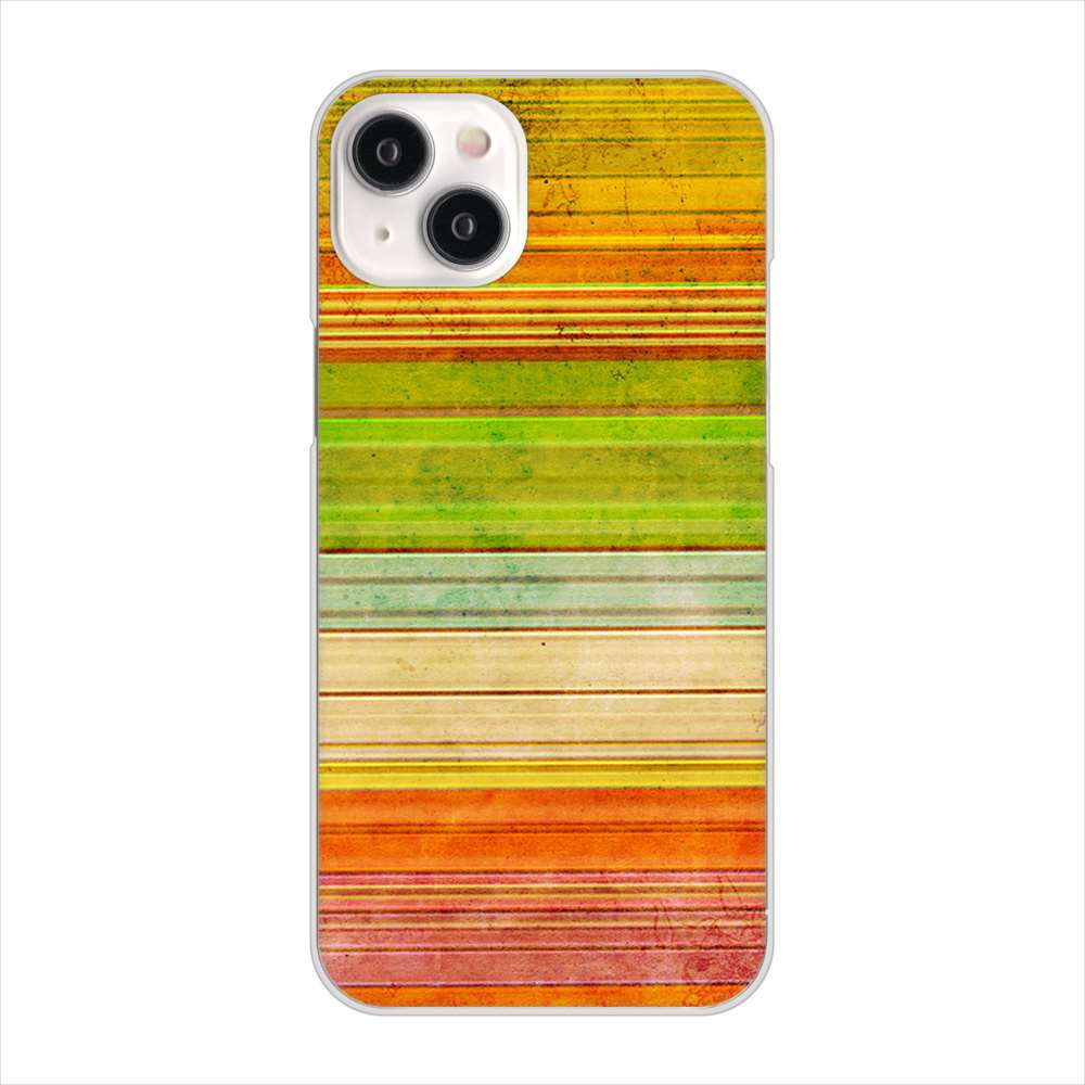 iPhone15 Plus 高画質仕上げ 背面印刷 ハードケース 【1324 ビンテージボーダー(色彩)】