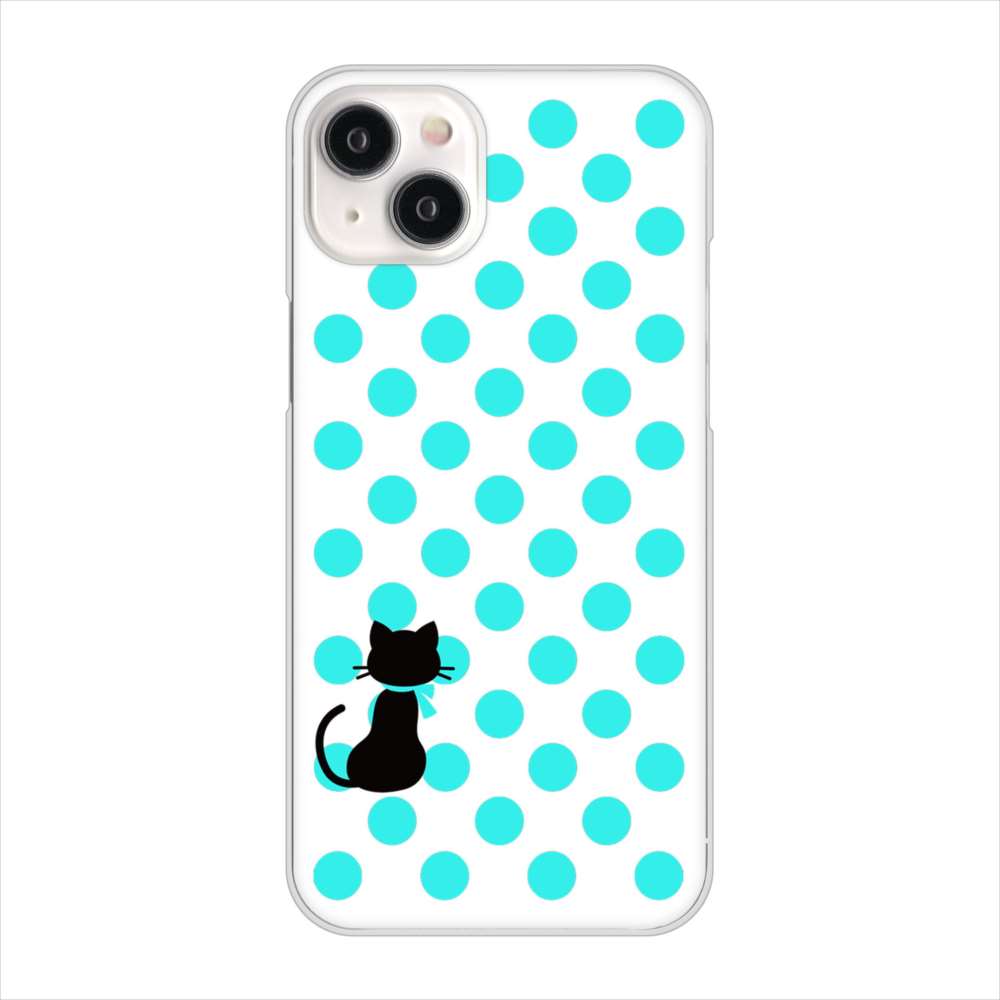 iPhone15 Plus 高画質仕上げ 背面印刷 ハードケースネコとシンプルミルキー