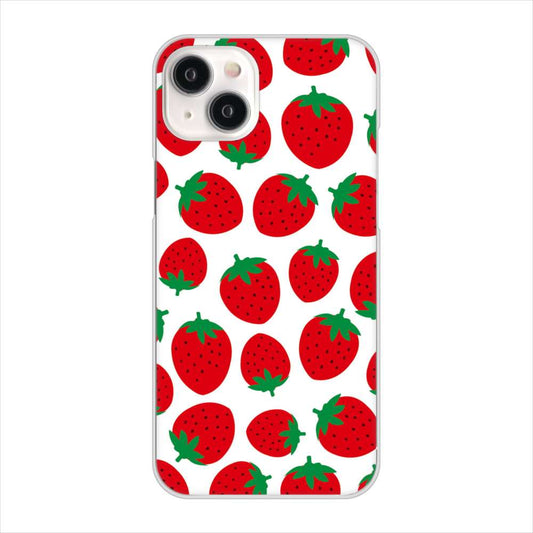 iPhone15 Plus 高画質仕上げ 背面印刷 ハードケース小さいイチゴ模様