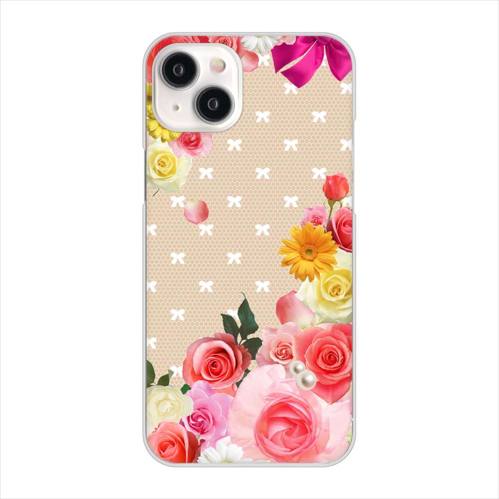 iPhone15 Plus 高画質仕上げ 背面印刷 ハードケースロマンチックなバラ