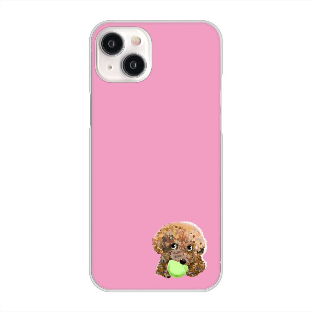 iPhone15 Plus 高画質仕上げ 背面印刷 ハードケーストイプードル&ボール