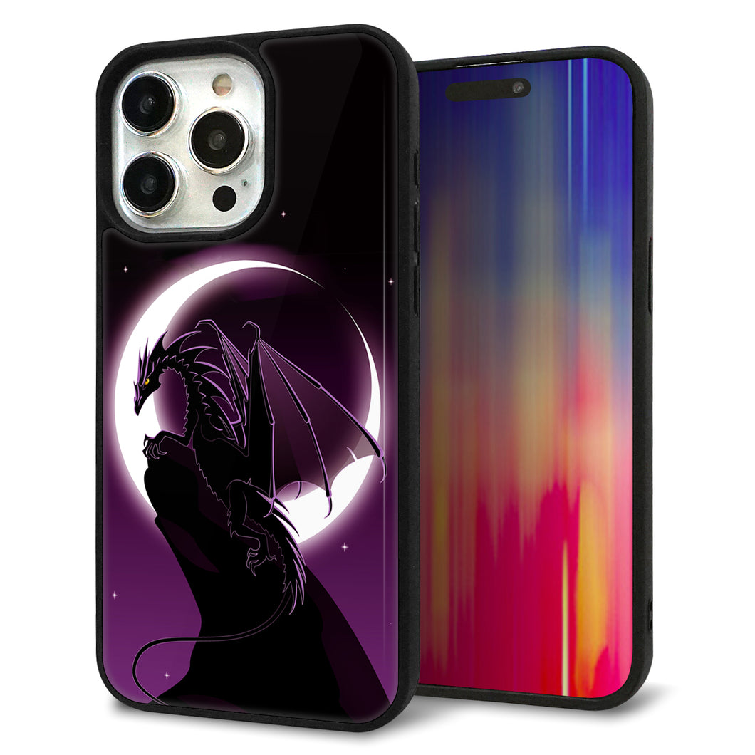 iPhone15 Pro Max 強化ガラス&TPUスマホケース ガラプリ【037 三日月とドラゴン】