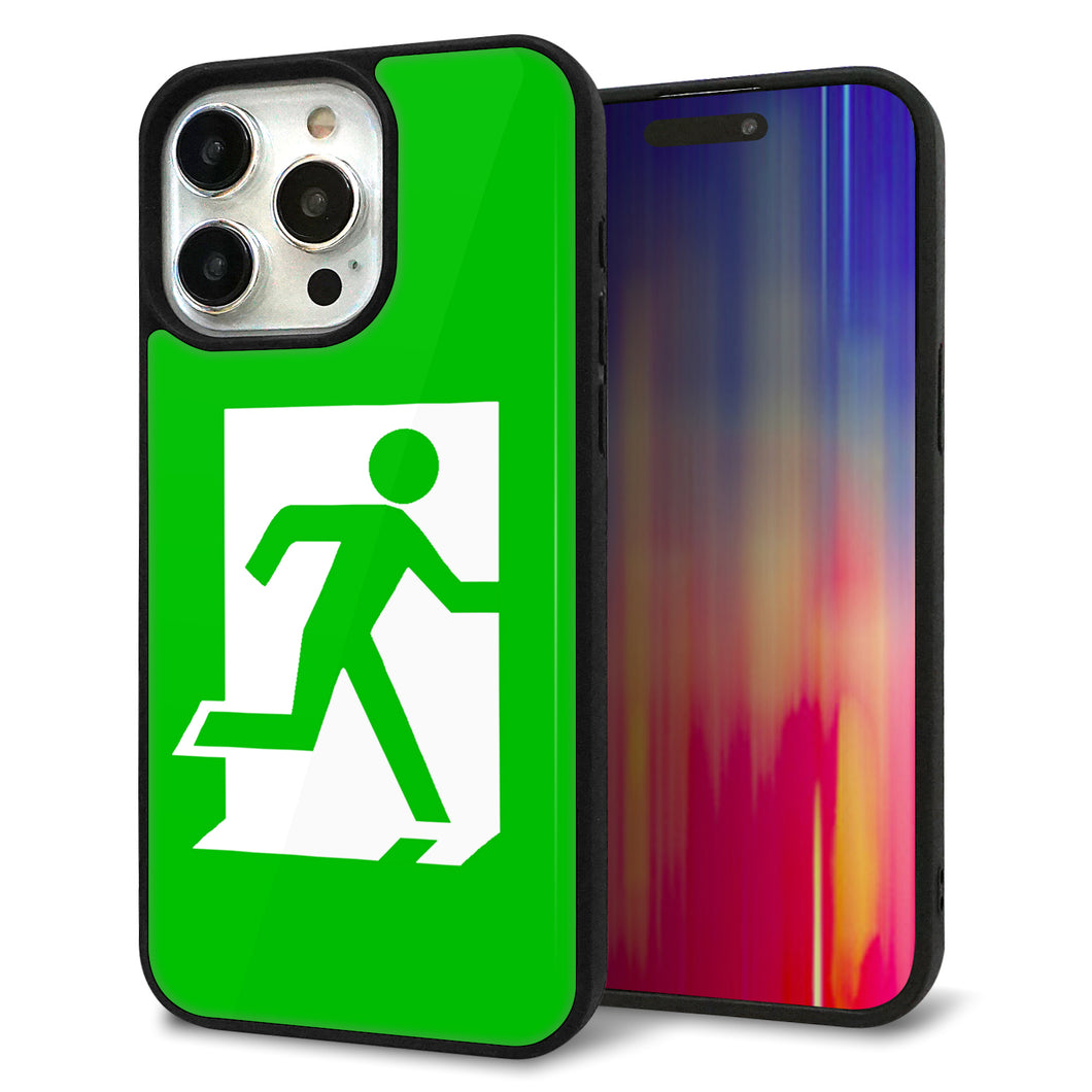 iPhone15 Pro Max 強化ガラス&TPUスマホケース ガラプリ【163 非常口】