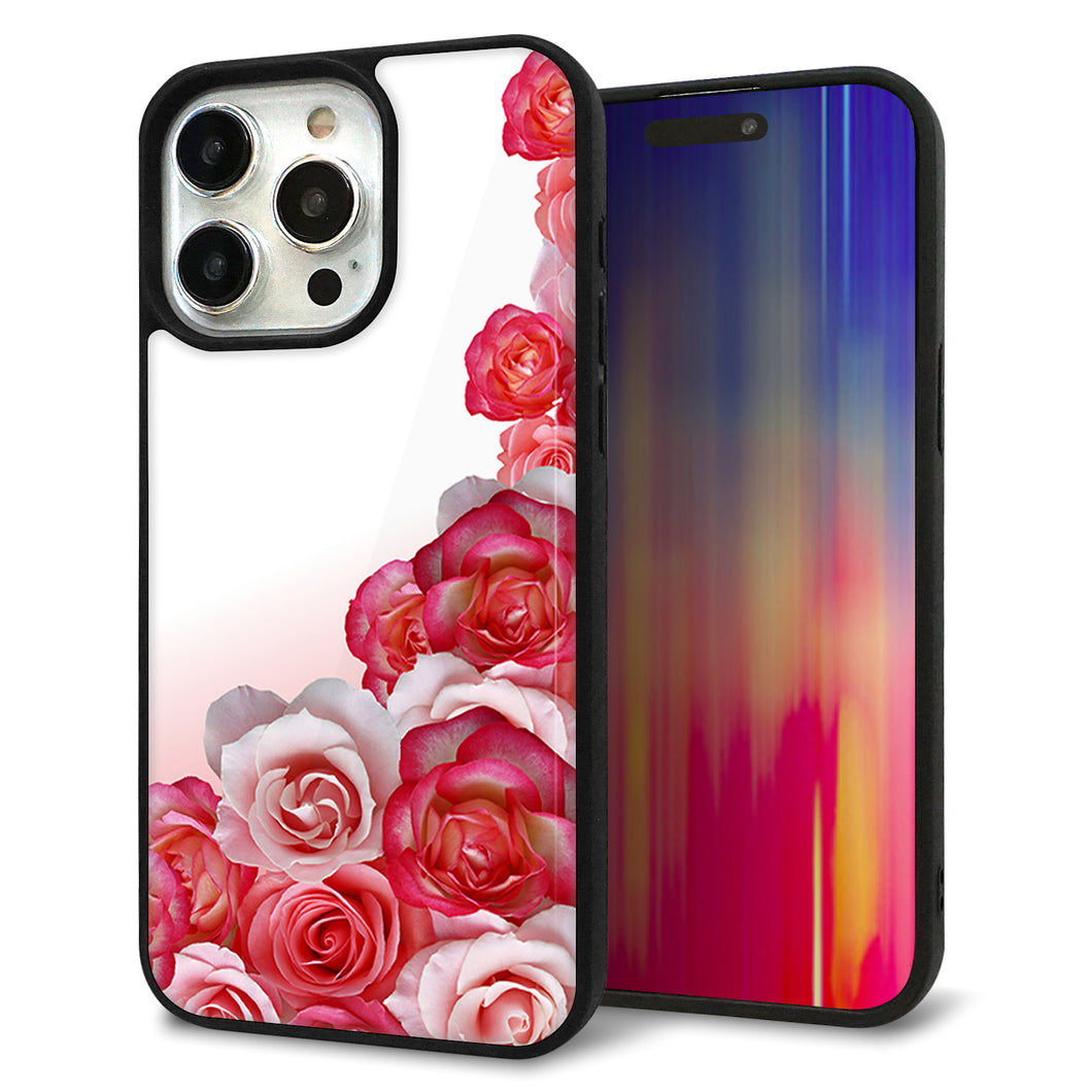 iPhone15 Pro Max 強化ガラス&TPUスマホケース ガラプリ【299 薔薇の壁】