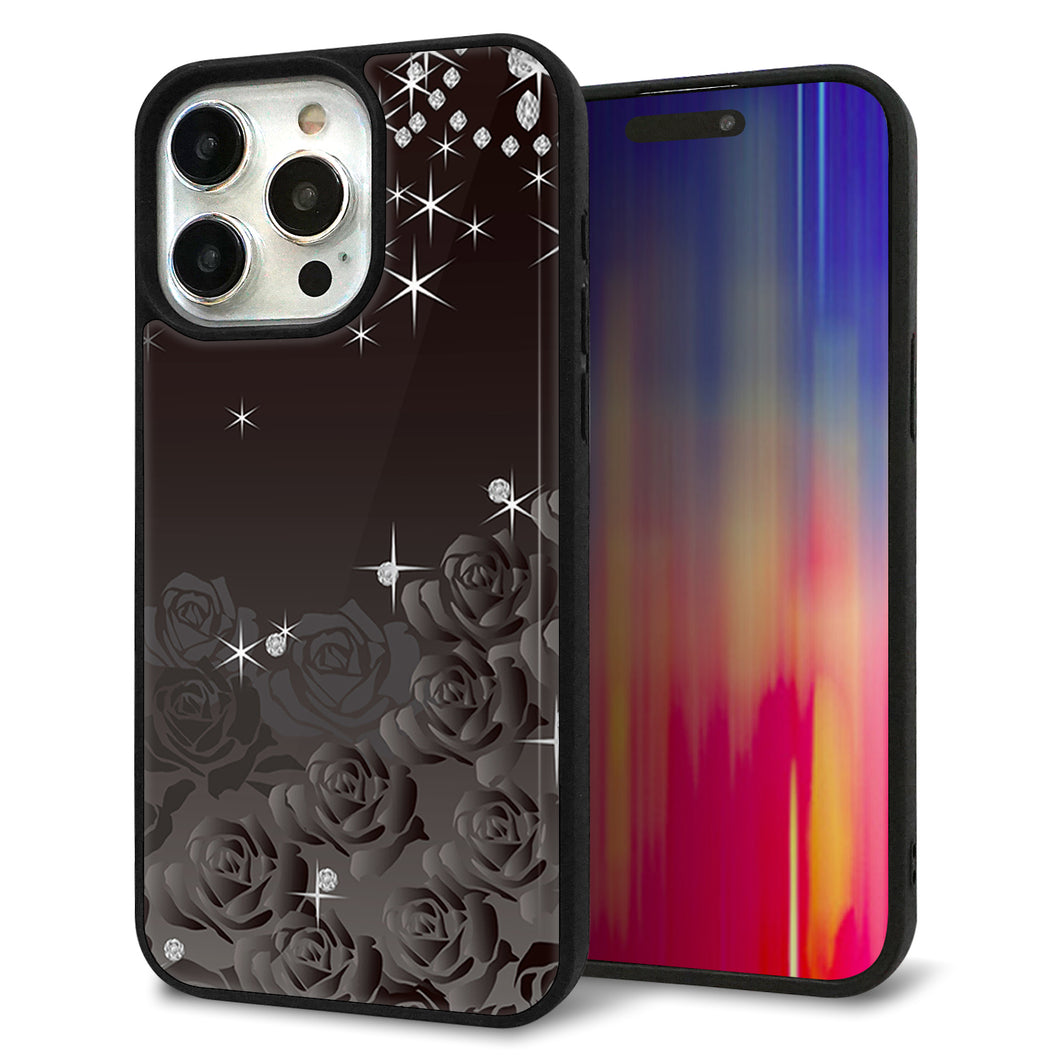iPhone15 Pro Max 強化ガラス&TPUスマホケース ガラプリ【327 薔薇とダイヤモンド】