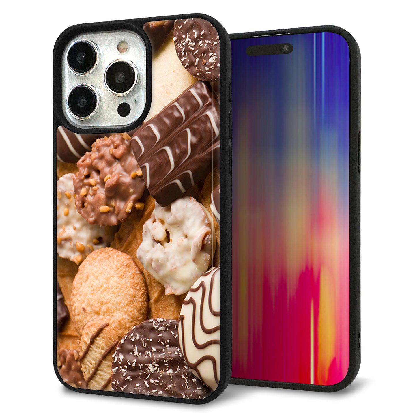 iPhone15 Pro Max 強化ガラス&TPUスマホケース ガラプリ【442 クッキー mix】