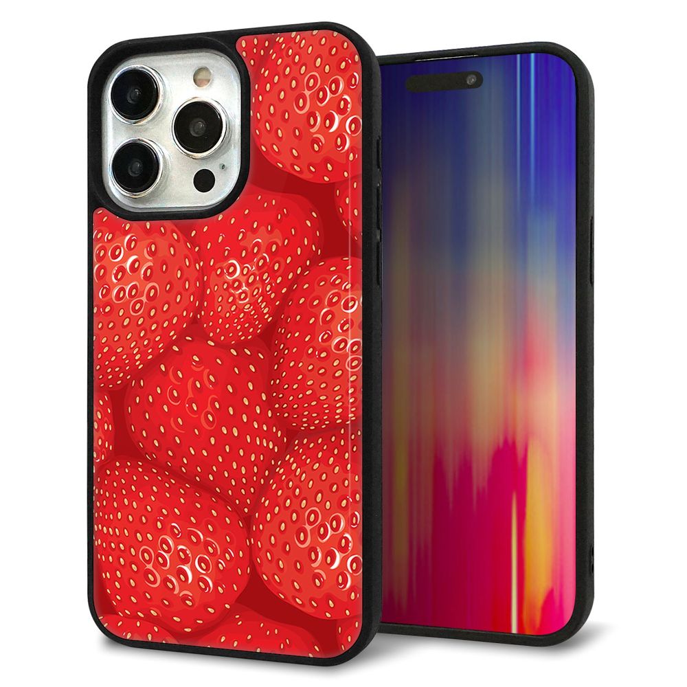iPhone 15 Pro Max 強化ガラス&TPUスマホケース ガラプリ【444 ストロベリーウォール】
