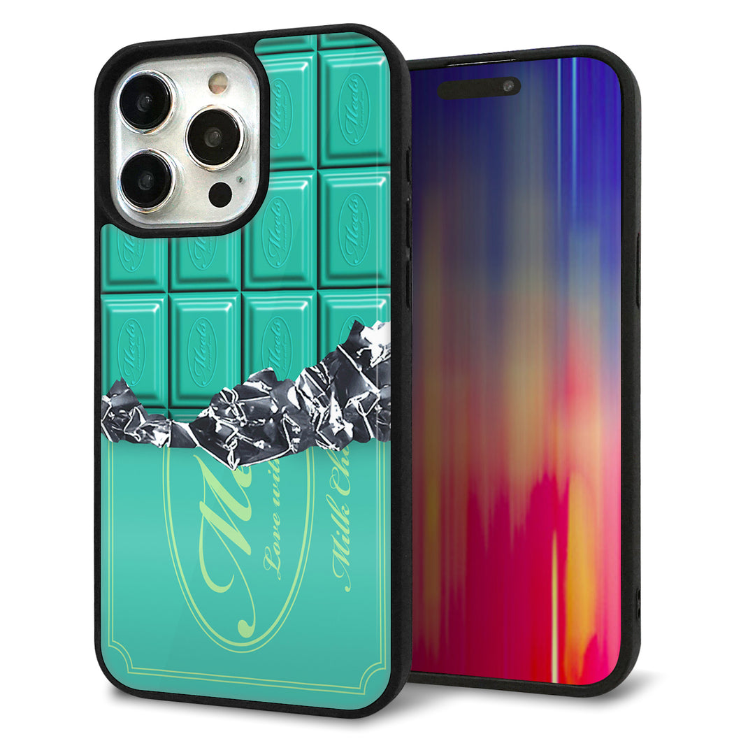 iPhone15 Pro Max 強化ガラス&TPUスマホケース ガラプリ【554 板チョコ?ミント】