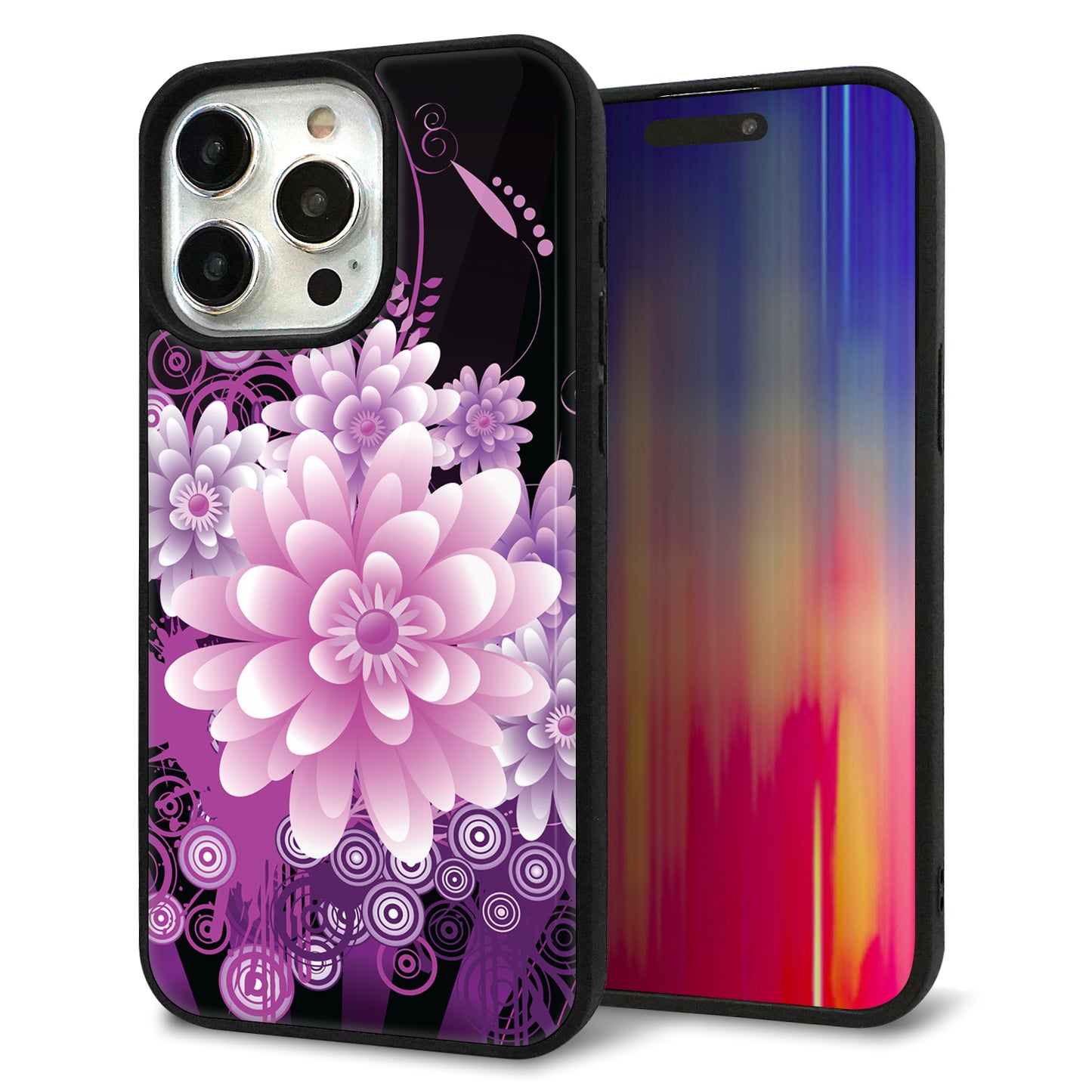 iPhone15 Pro Max 強化ガラス&TPUスマホケース ガラプリ【564 3Dフラワー】