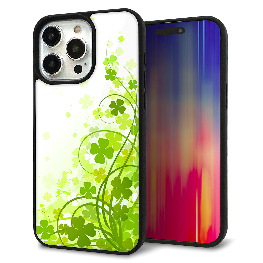 iPhone15 Pro Max 強化ガラス&TPUスマホケース ガラプリ【565 四葉のクローバー】