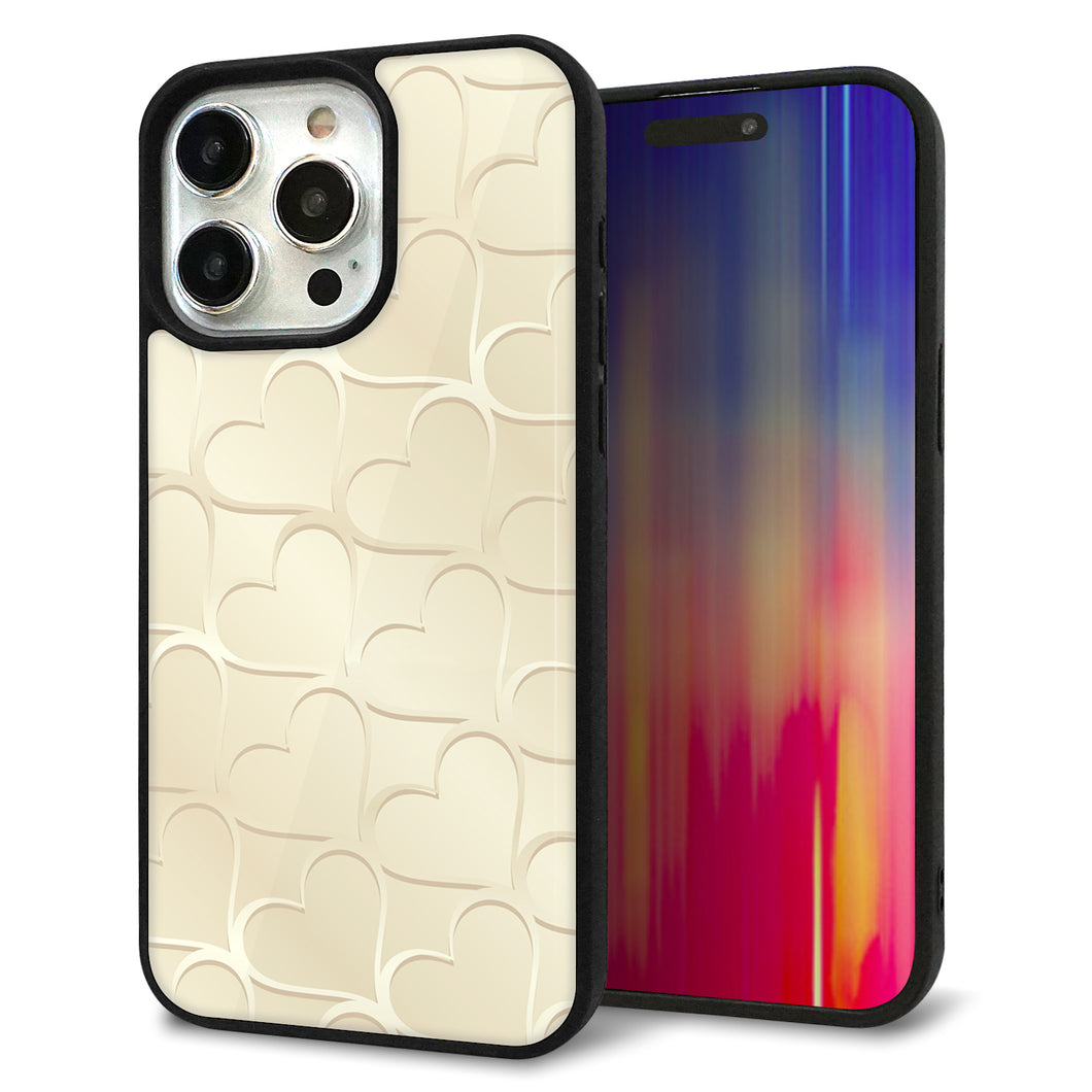 iPhone15 Pro Max 強化ガラス&TPUスマホケース ガラプリ【630 かくれハート】