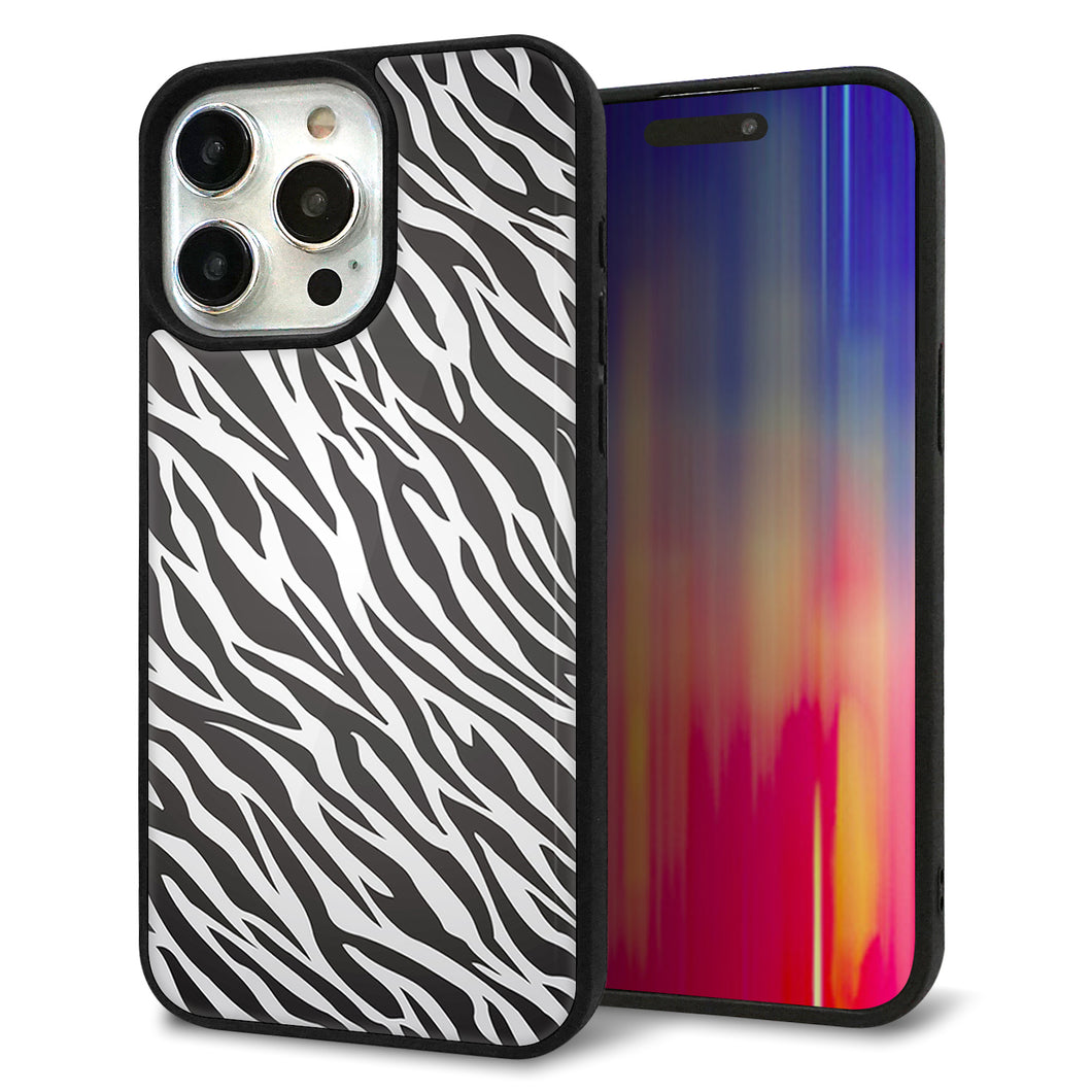 iPhone15 Pro Max 強化ガラス&TPUスマホケース ガラプリ【1057 デザインゼブラ(GL)】