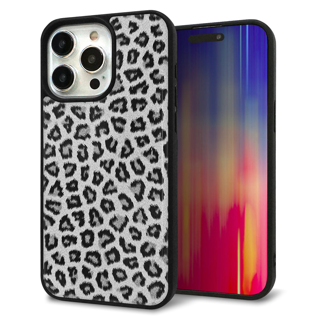 iPhone15 Pro Max 強化ガラス&TPUスマホケース ガラプリ【1068 ヒョウ柄ベーシックSグレー】