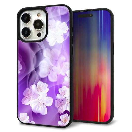 iPhone15 Pro Max 強化ガラス＆TPUスマホケース ガラプリ【1211 桜とパープルの風】