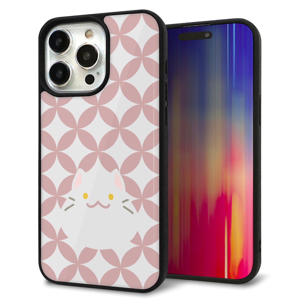 iPhone15 Pro Max 強化ガラス&TPUスマホケース ガラプリ【HA248 もちねこ シロ】