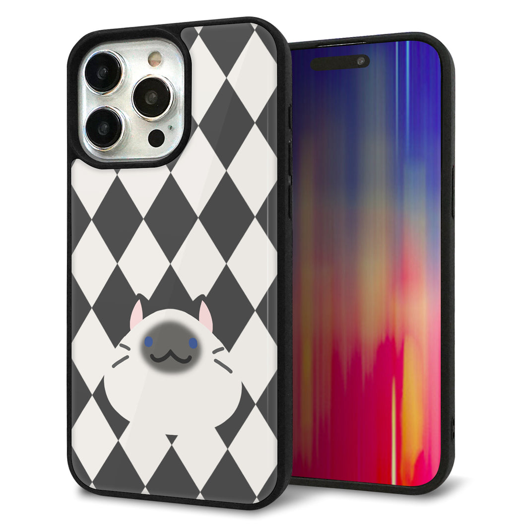 iPhone15 Pro Max 強化ガラス&TPUスマホケース ガラプリ【HA250 もちねこ シャム】
