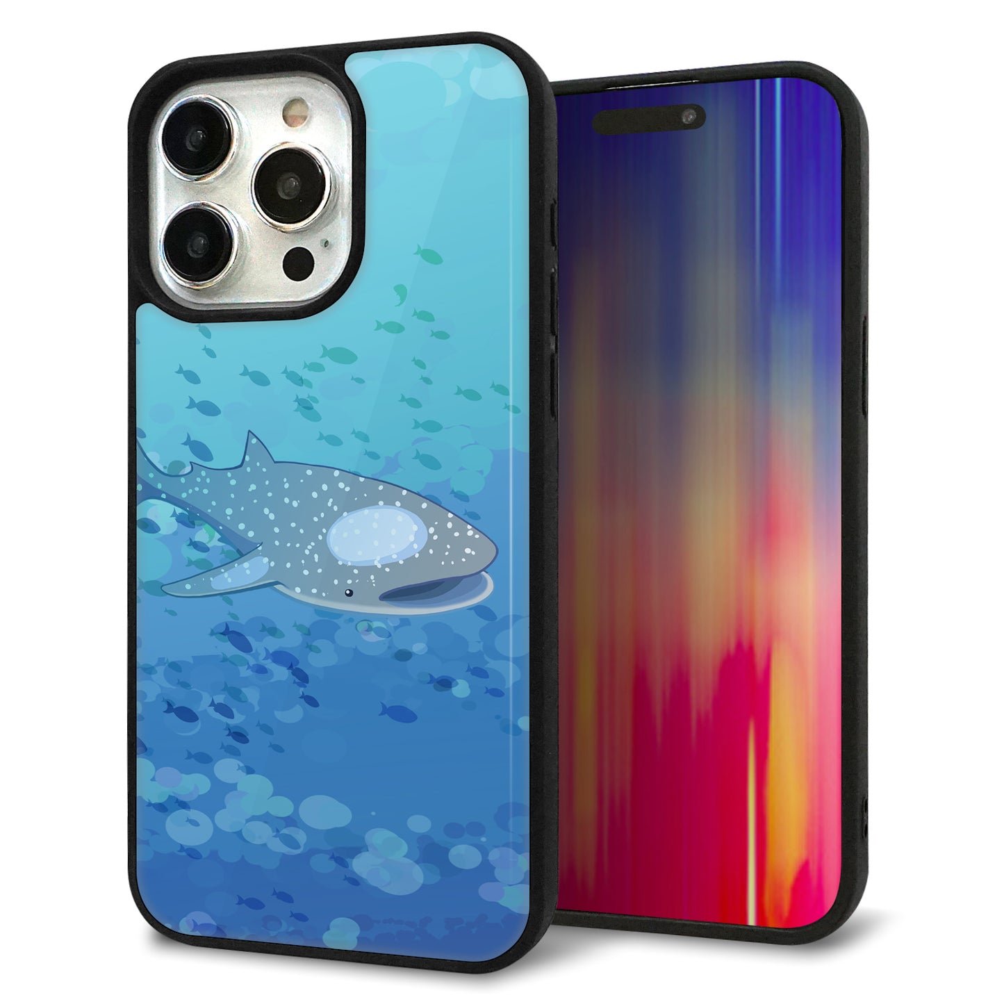 iPhone15 Pro Max 強化ガラス&TPUスマホケース ガラプリ【HA256 ポケットアクアリウム ジンベエザメ】