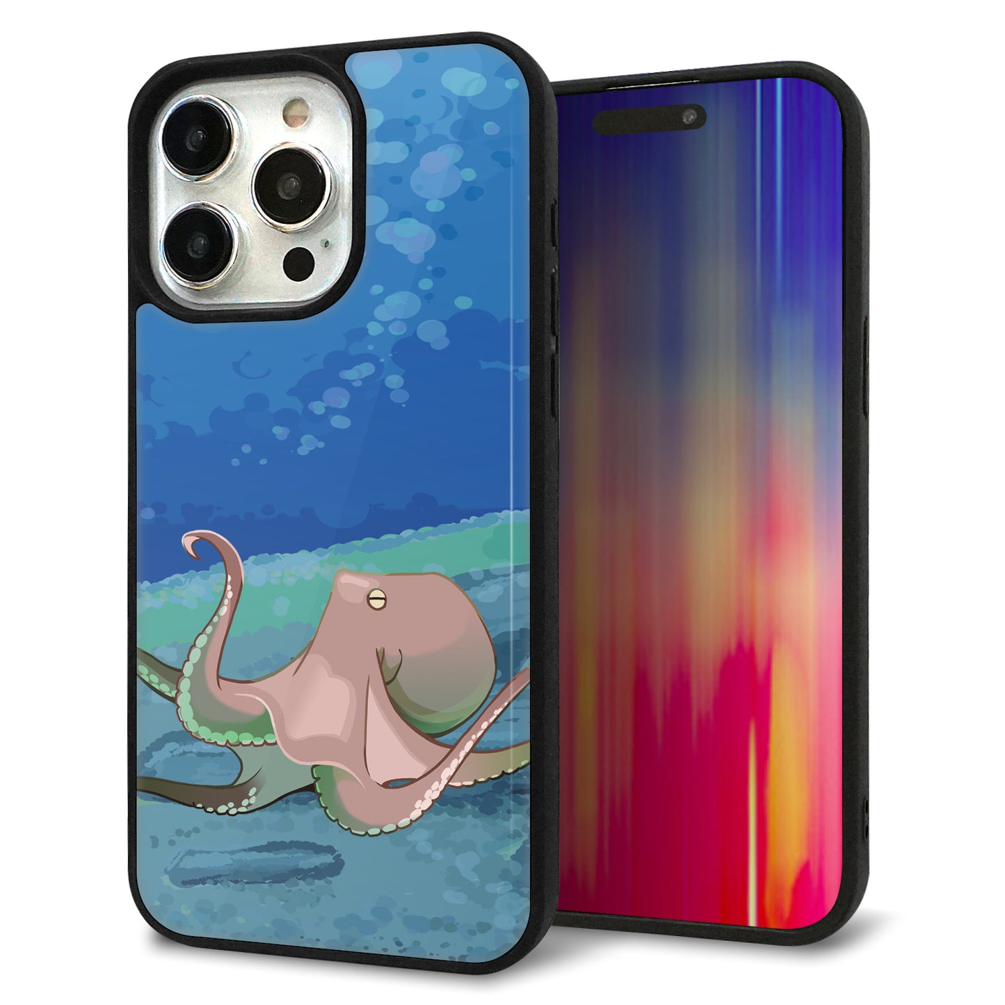 iPhone15 Pro Max 強化ガラス&TPUスマホケース ガラプリ【HA259 ポケットアクアリウム タコ】
