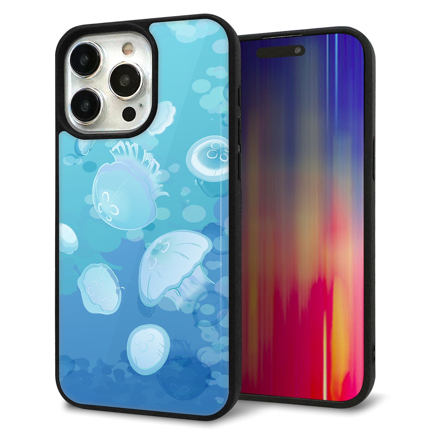 iPhone15 Pro Max 強化ガラス&TPUスマホケース ガラプリ【HA262 ポケットアクアリウム ミズクラゲ】