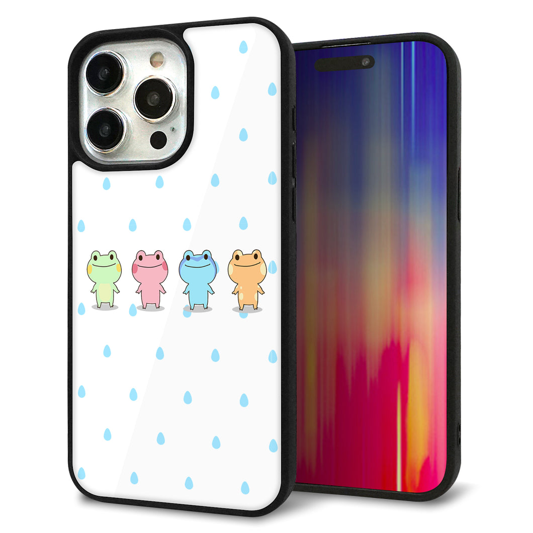 iPhone15 Pro Max 強化ガラス&TPUスマホケース ガラプリ【HA278 カエル 雫】
