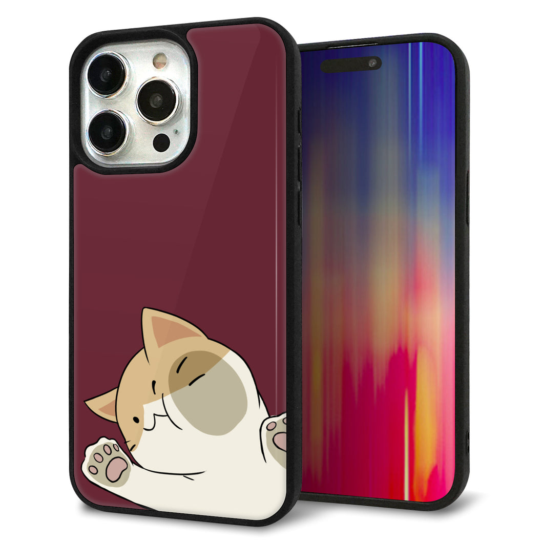 iPhone15 Pro Max 強化ガラス&TPUスマホケース ガラプリ【HA291 むぎゅっとハチワレ】