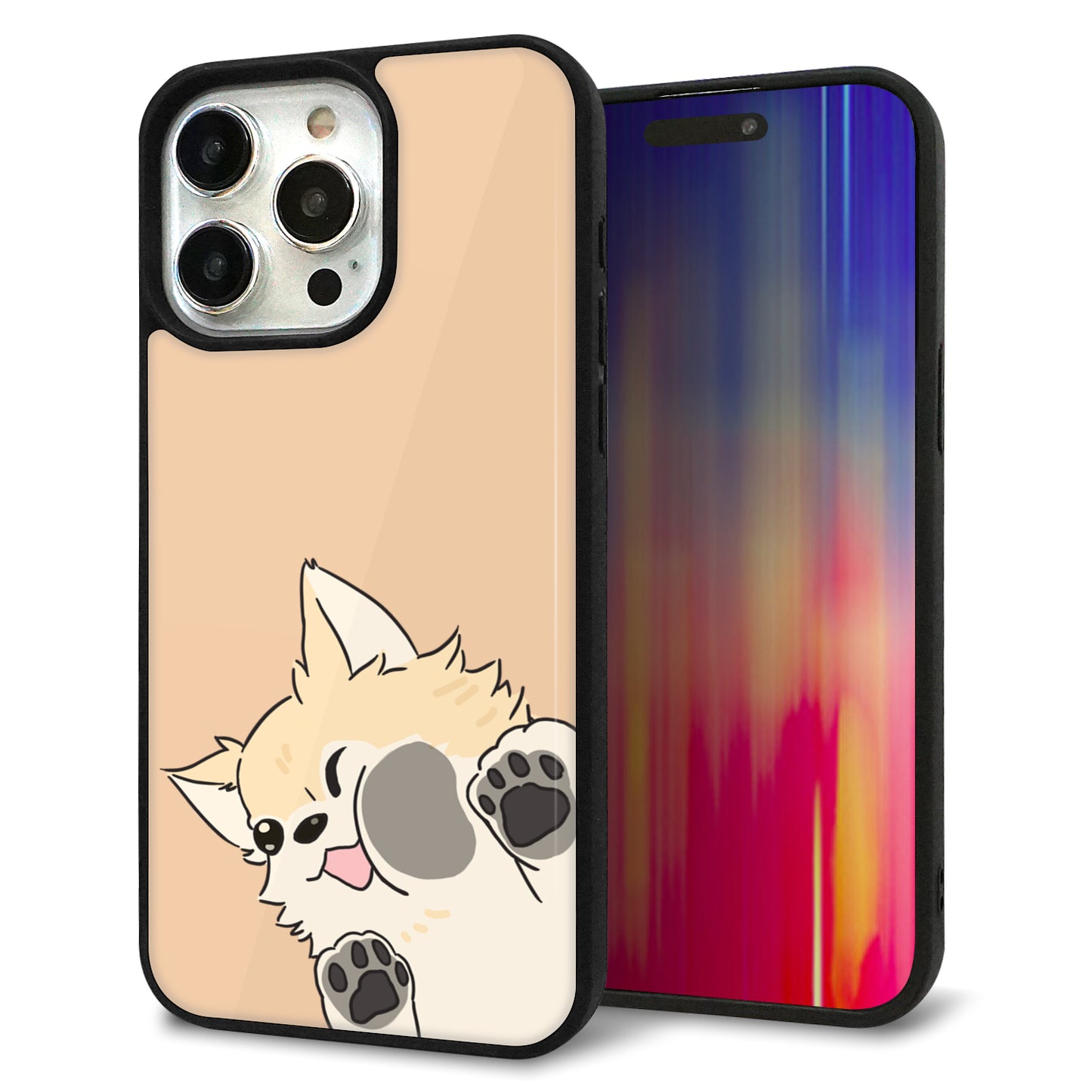 iPhone15 Pro Max 強化ガラス&TPUスマホケース ガラプリ【HA292 むぎゅっとチワワ】
