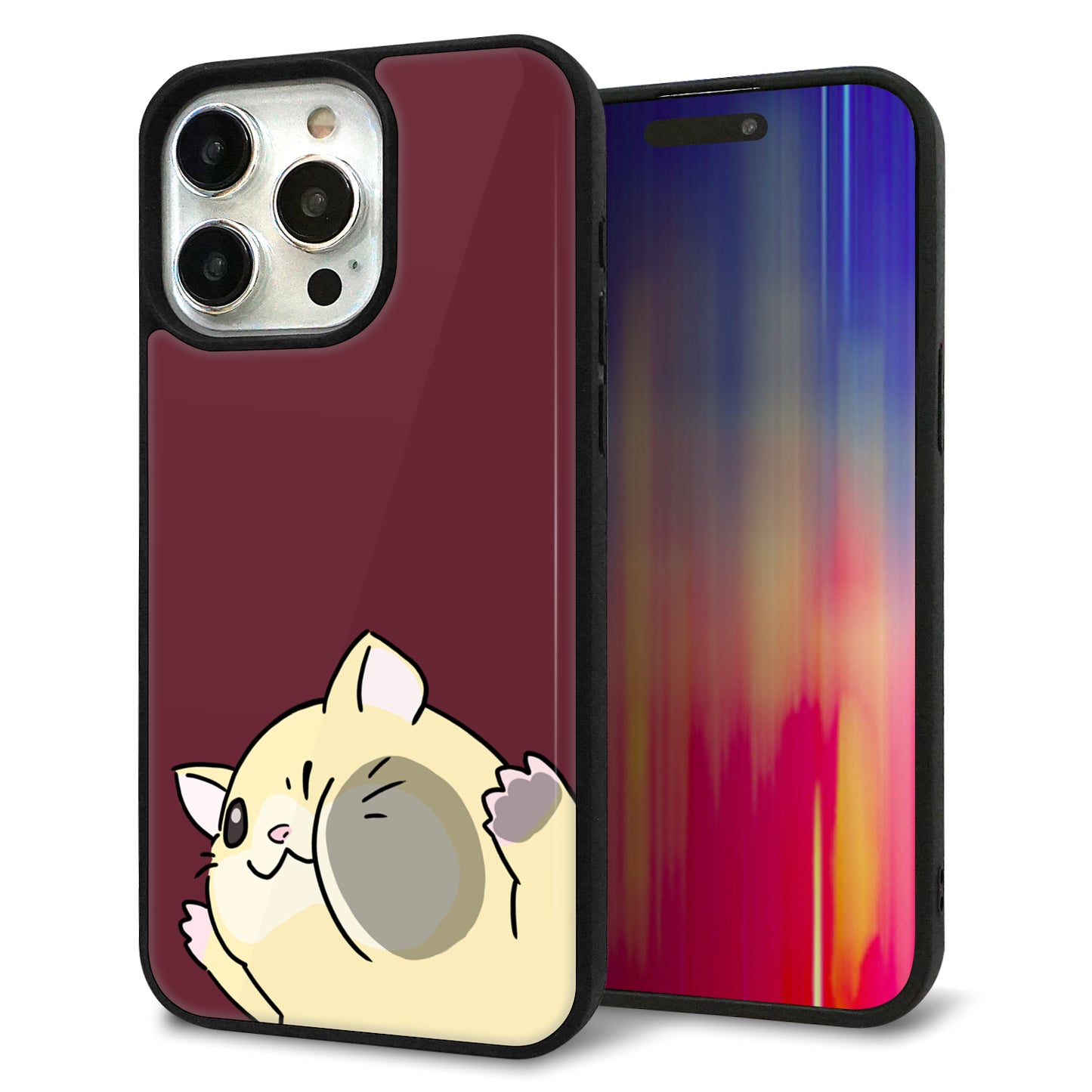 iPhone15 Pro Max 強化ガラス&TPUスマホケース ガラプリ【HA296 むぎゅっとキンクマ】