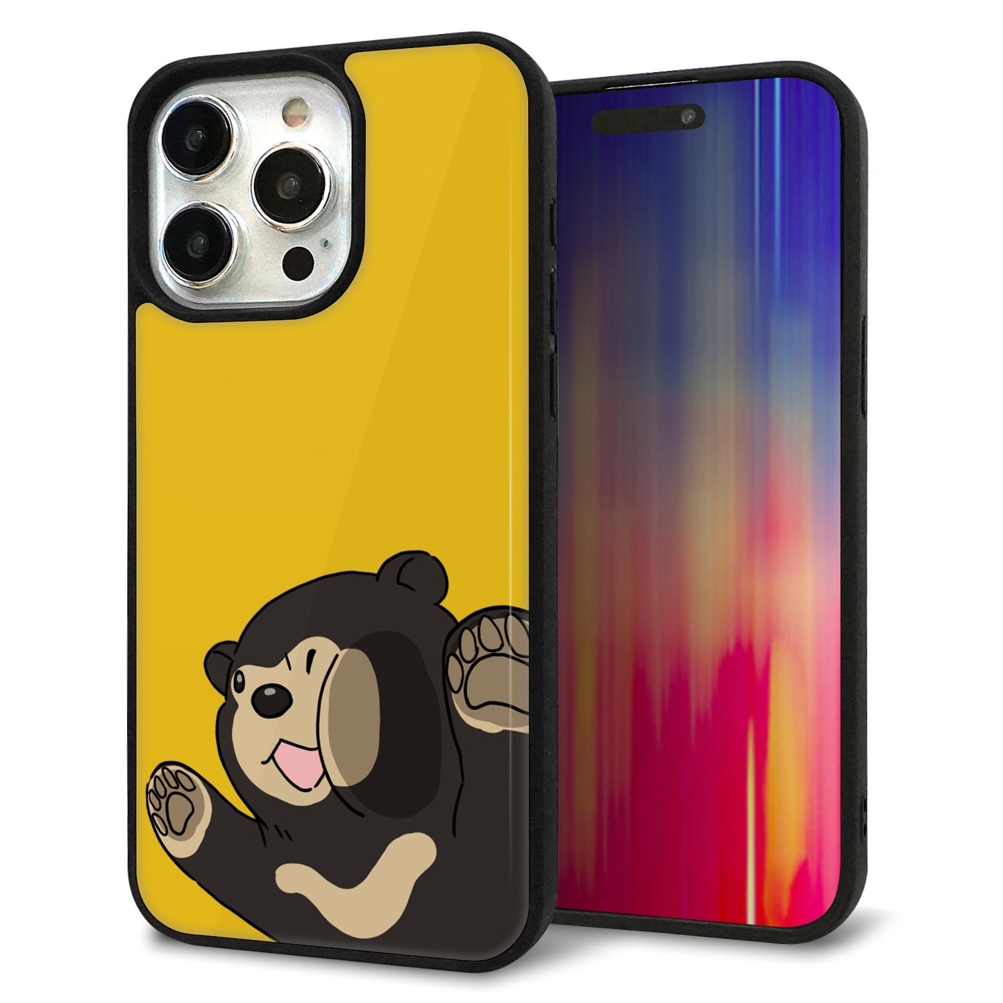 iPhone15 Pro Max 強化ガラス&TPUスマホケース ガラプリ【HA298 むぎゅっとマレーグマ】