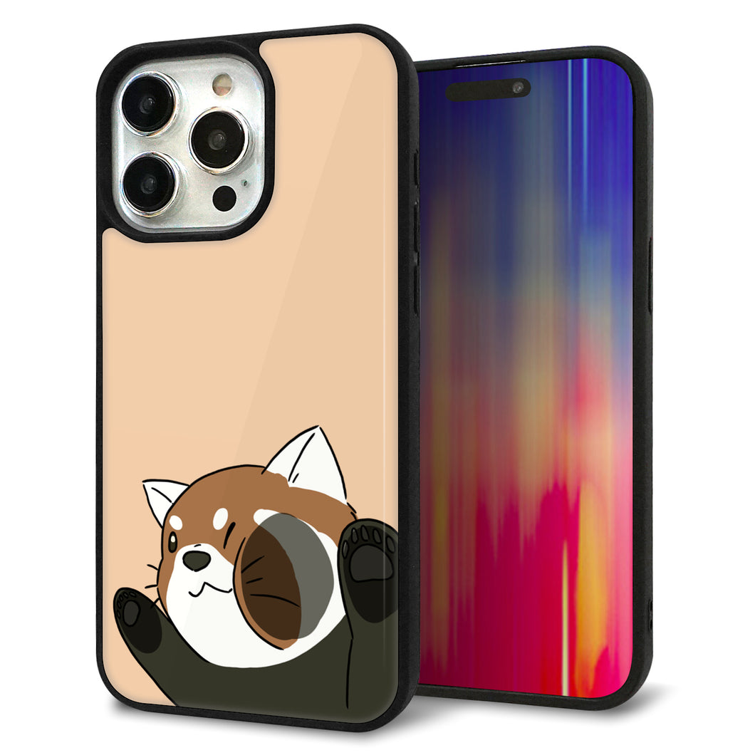 iPhone15 Pro Max 強化ガラス&TPUスマホケース ガラプリ【HA302 むぎゅっとレッサーパンダ】