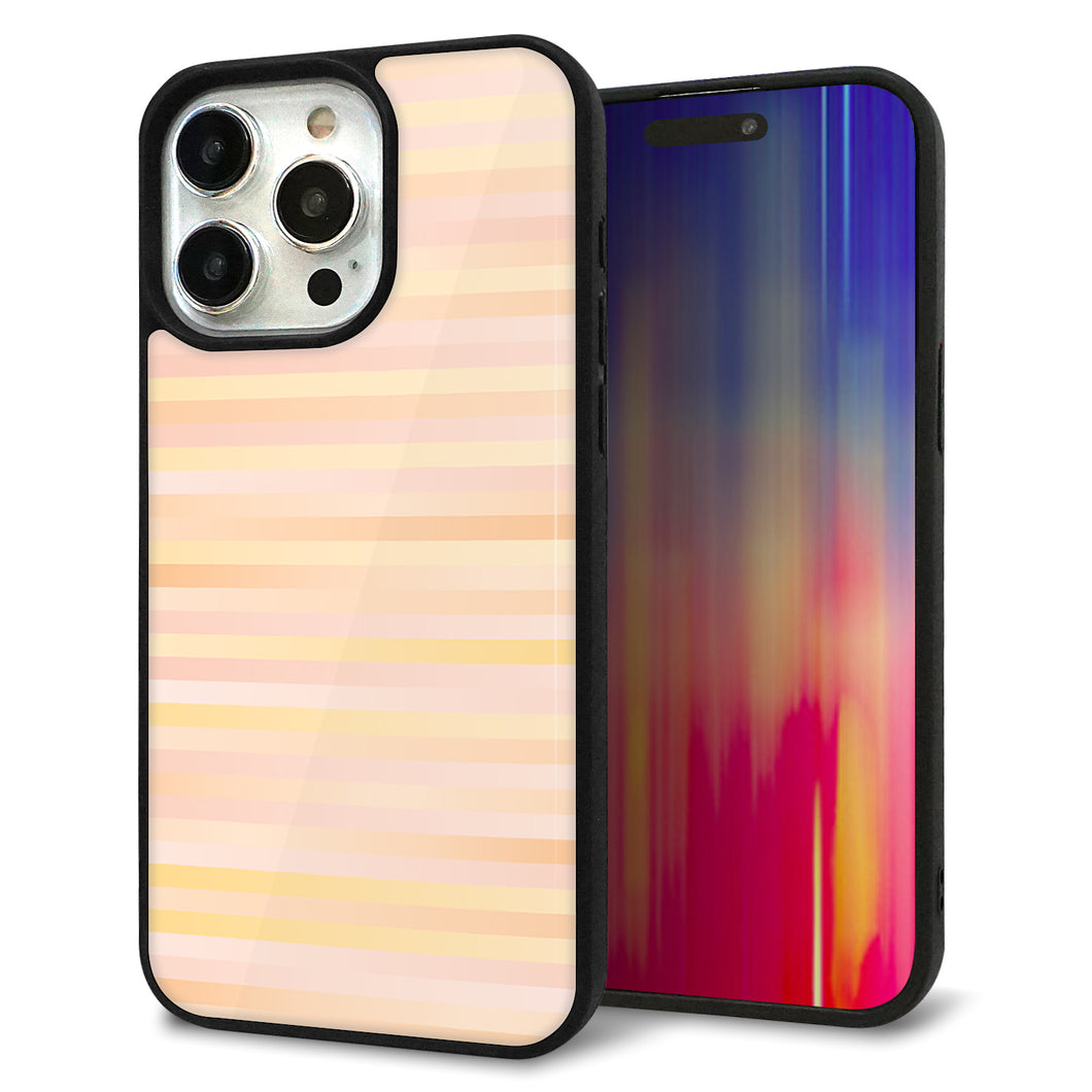 iPhone15 Pro Max 強化ガラス&TPUスマホケース ガラプリ【IB909 グラデーションボーダー_オレンジ】