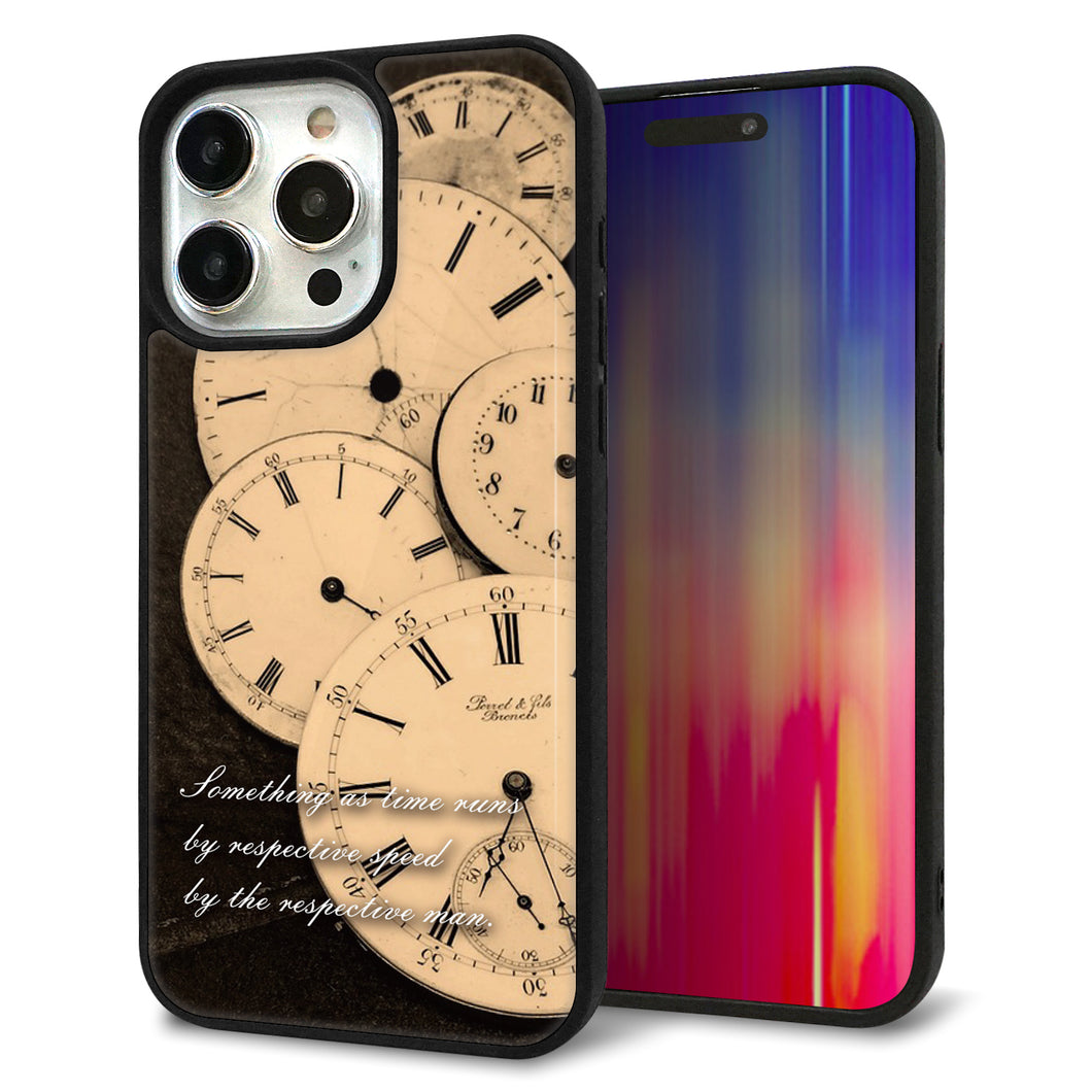 iPhone15 Pro Max 強化ガラス&TPUスマホケース ガラプリ【KM874 時計】