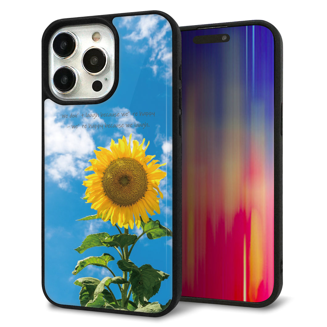 iPhone15 Pro Max 強化ガラス&TPUスマホケース ガラプリ【KM877 ヒマワリ】