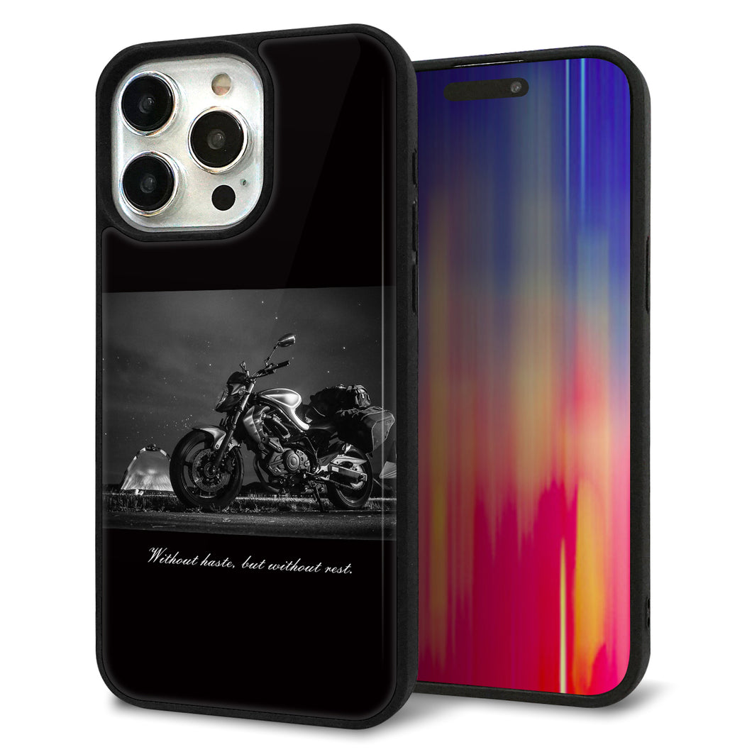 iPhone15 Pro Max 強化ガラス&TPUスマホケース ガラプリ【KM879 バイク】