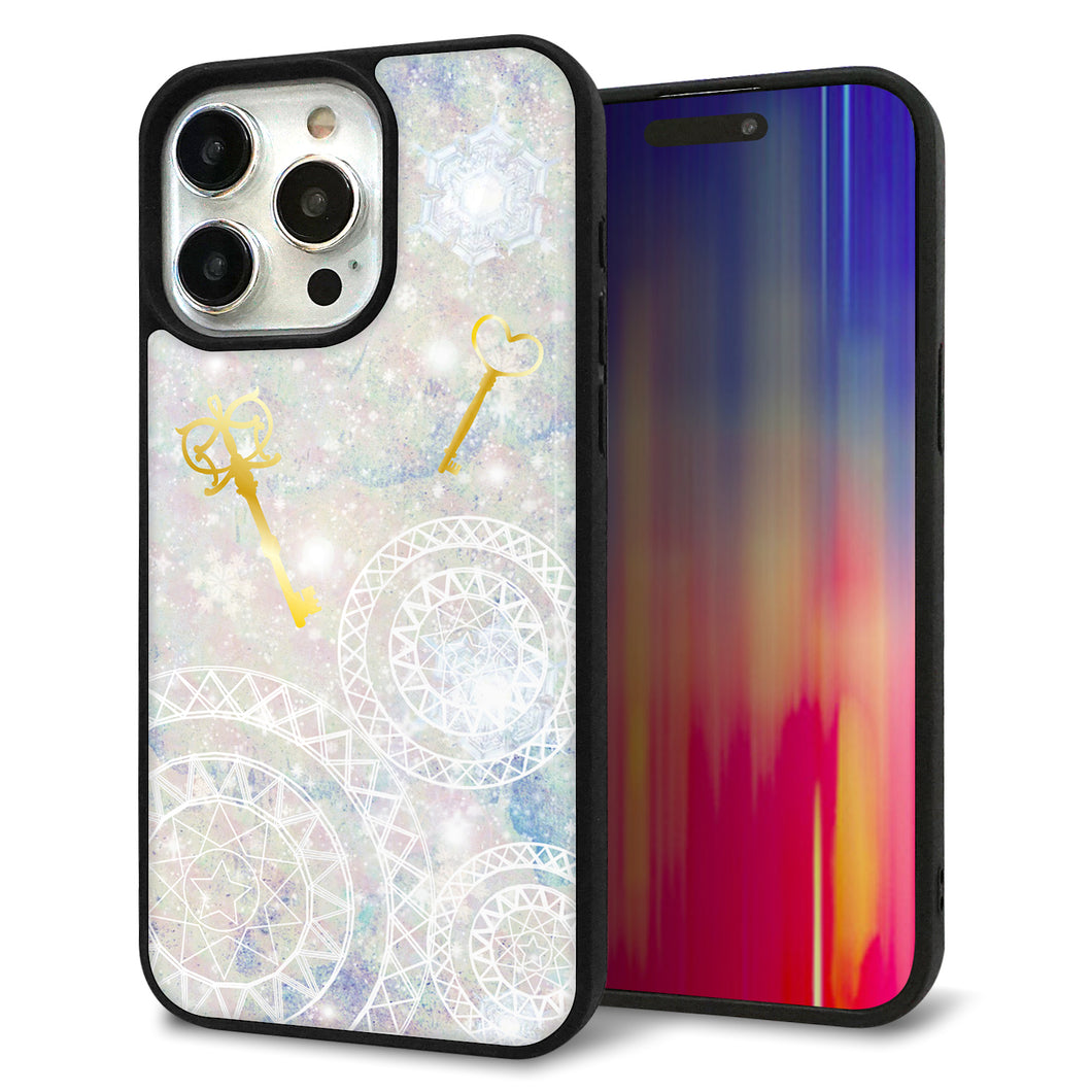 iPhone15 Pro Max 強化ガラス&TPUスマホケース ガラプリ【KM881 魔法陣と鍵】