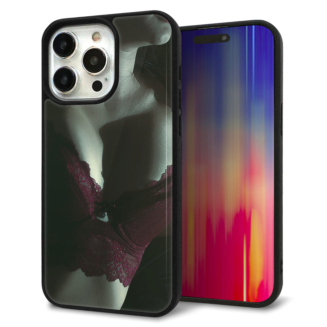 iPhone15 Pro Max 強化ガラス&TPUスマホケース ガラプリ【KM887 ランジェリー】