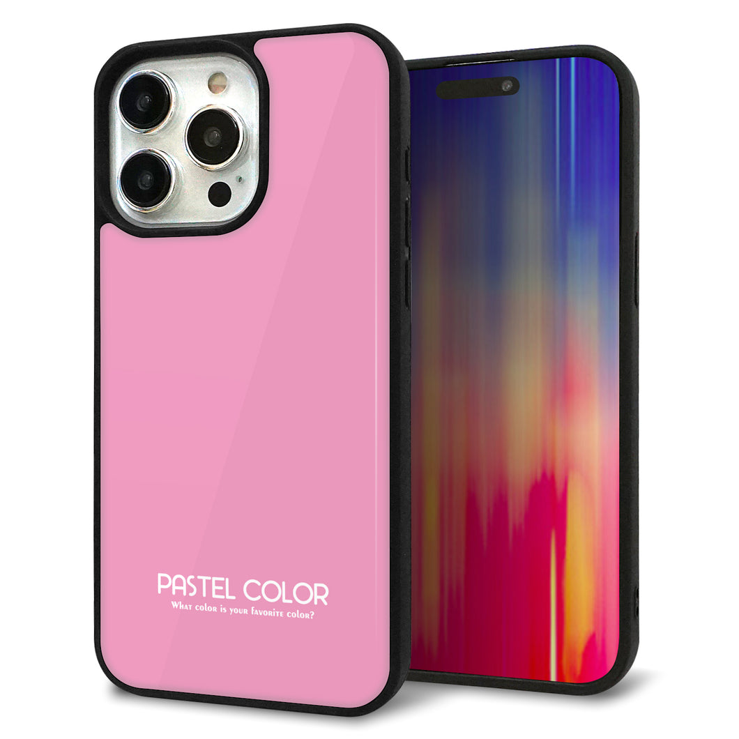 iPhone15 Pro Max 強化ガラス&TPUスマホケース ガラプリ【KM899 パステルカラー(パステルピンク)】