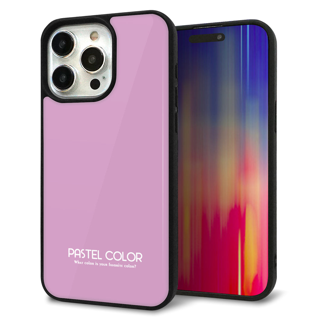 iPhone15 Pro Max 強化ガラス&TPUスマホケース ガラプリ【KM901 パステルカラー(パステルラベンダー)】