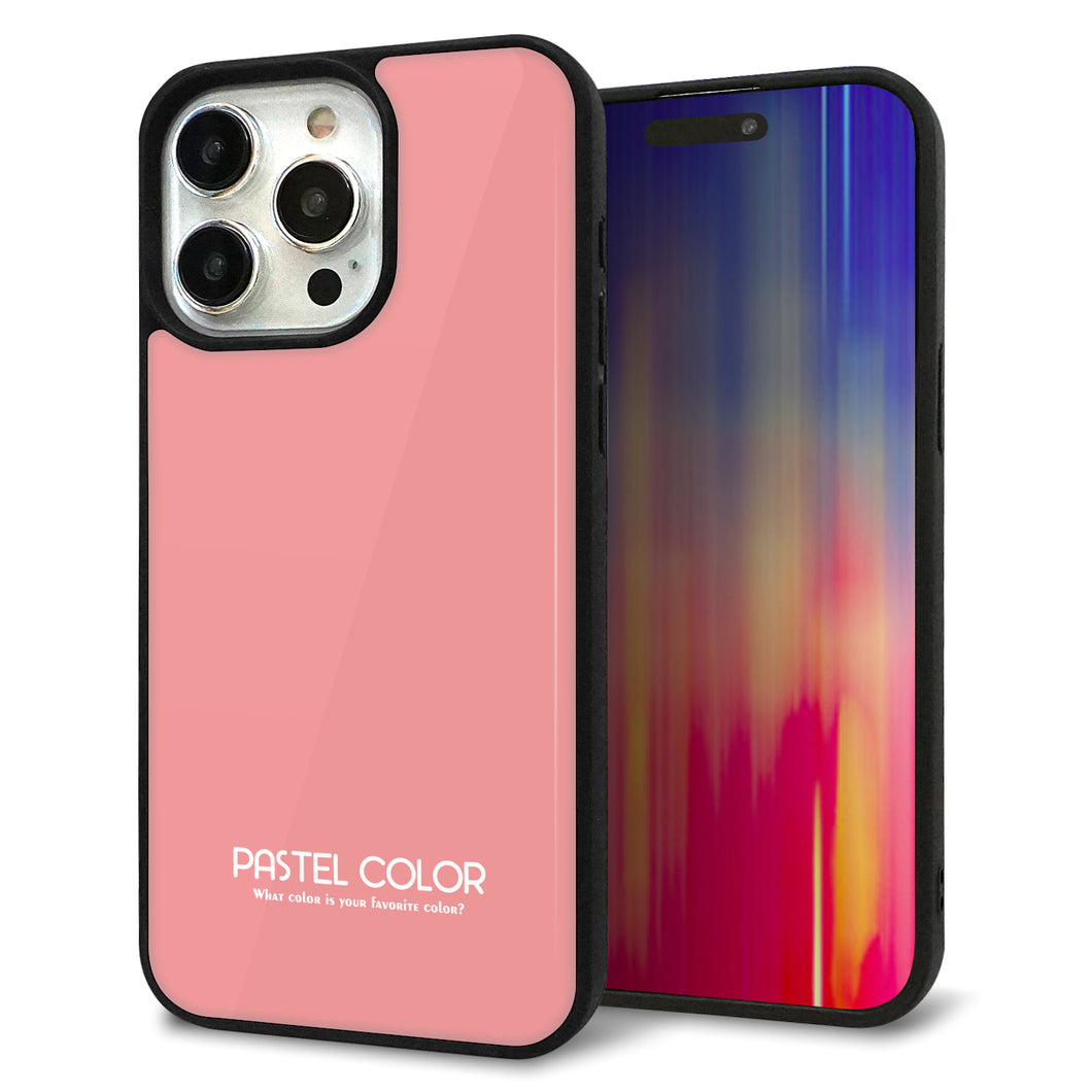 iPhone15 Pro Max 強化ガラス&TPUスマホケース ガラプリ【KM902 パステルカラー(パステルレッド)】