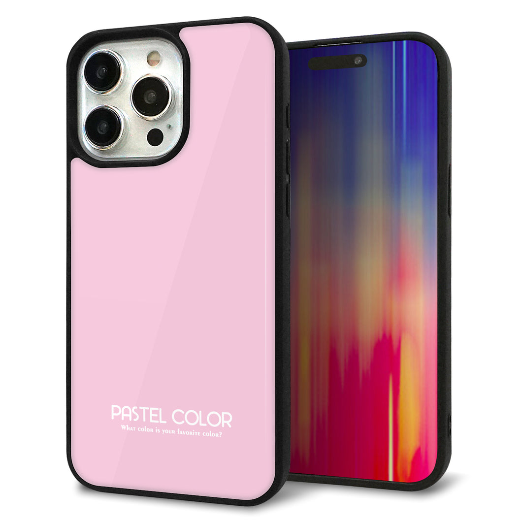 iPhone15 Pro Max 強化ガラス&TPUスマホケース ガラプリ【KM903 パステルカラー(パステルローズピンク)】