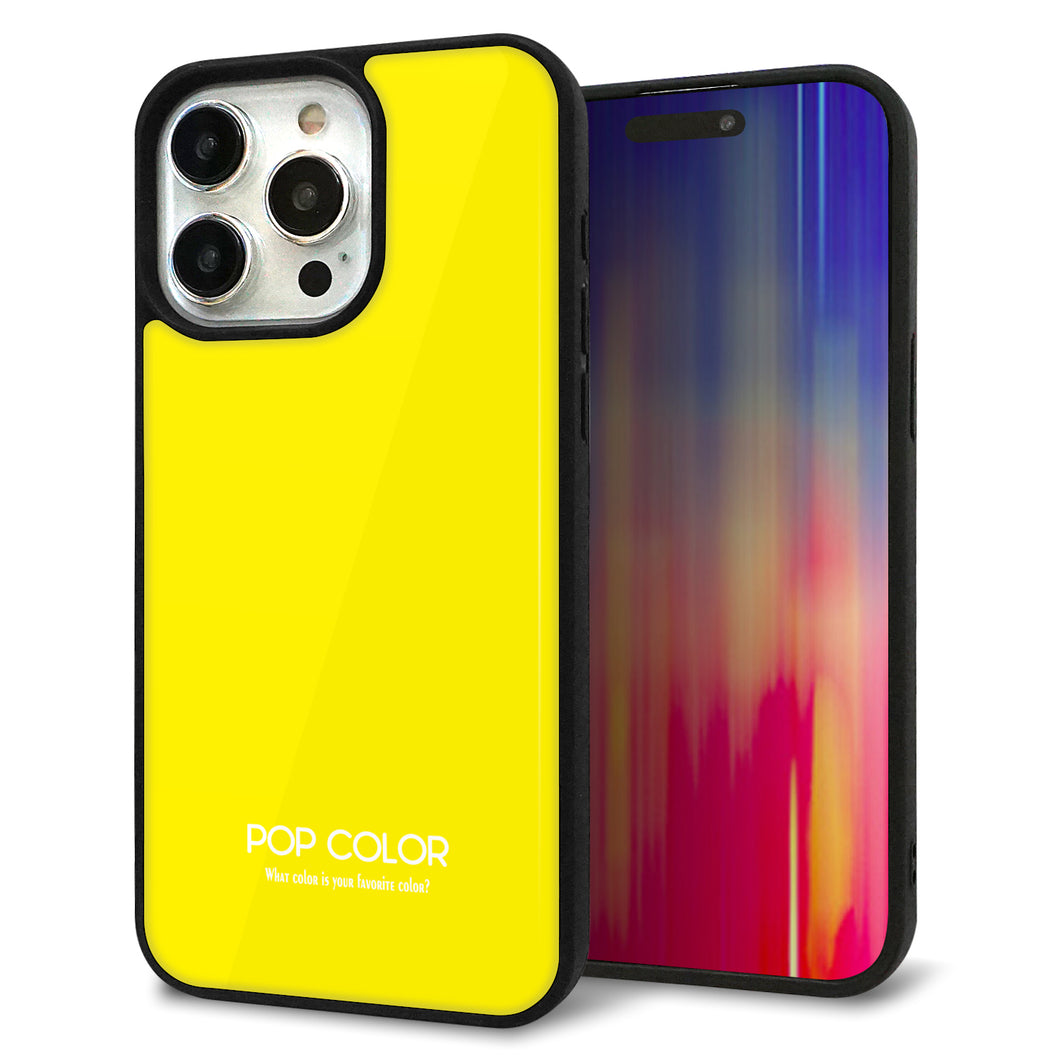 iPhone15 Pro Max 強化ガラス&TPUスマホケース ガラプリ【KM904 ポップカラー(イエロー)】