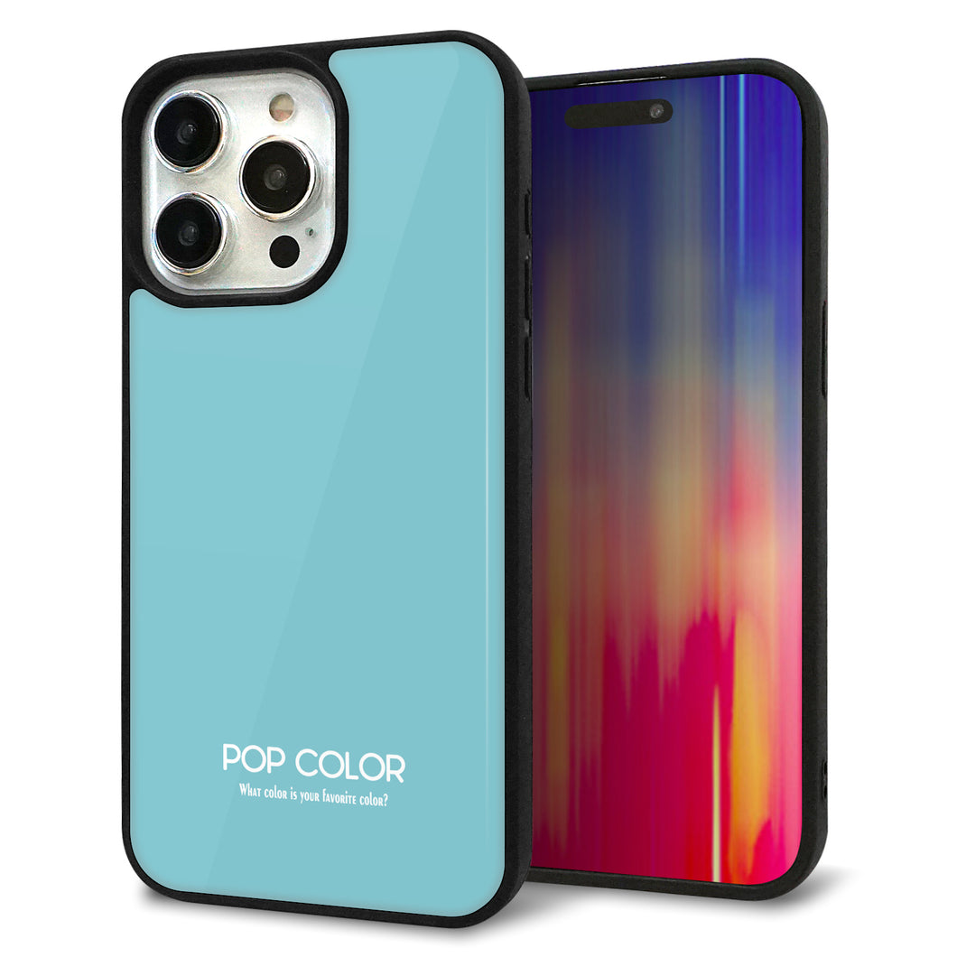 iPhone15 Pro Max 強化ガラス&TPUスマホケース ガラプリ【KM905 ポップカラー(エメラルドブルー)】