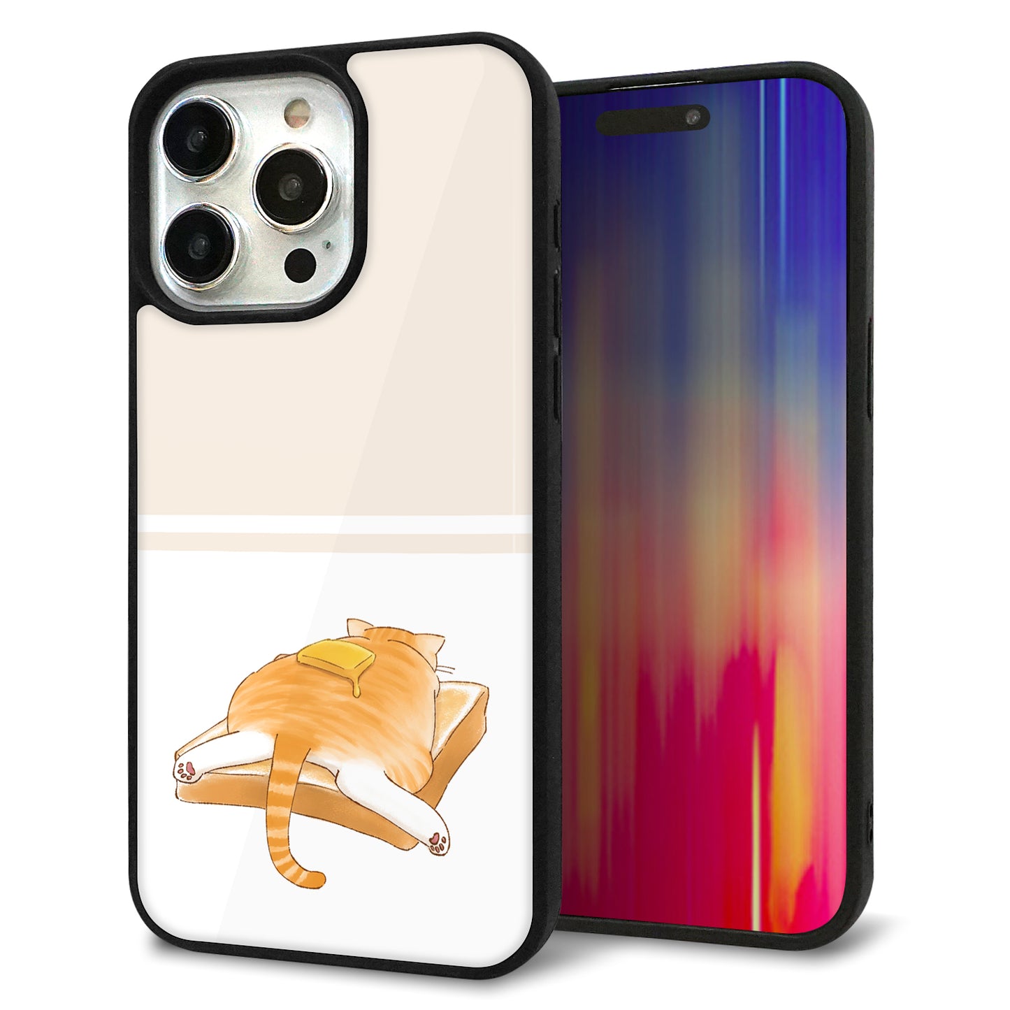 iPhone15 Pro Max 強化ガラス&TPUスマホケース ガラプリ【KM959 バター】
