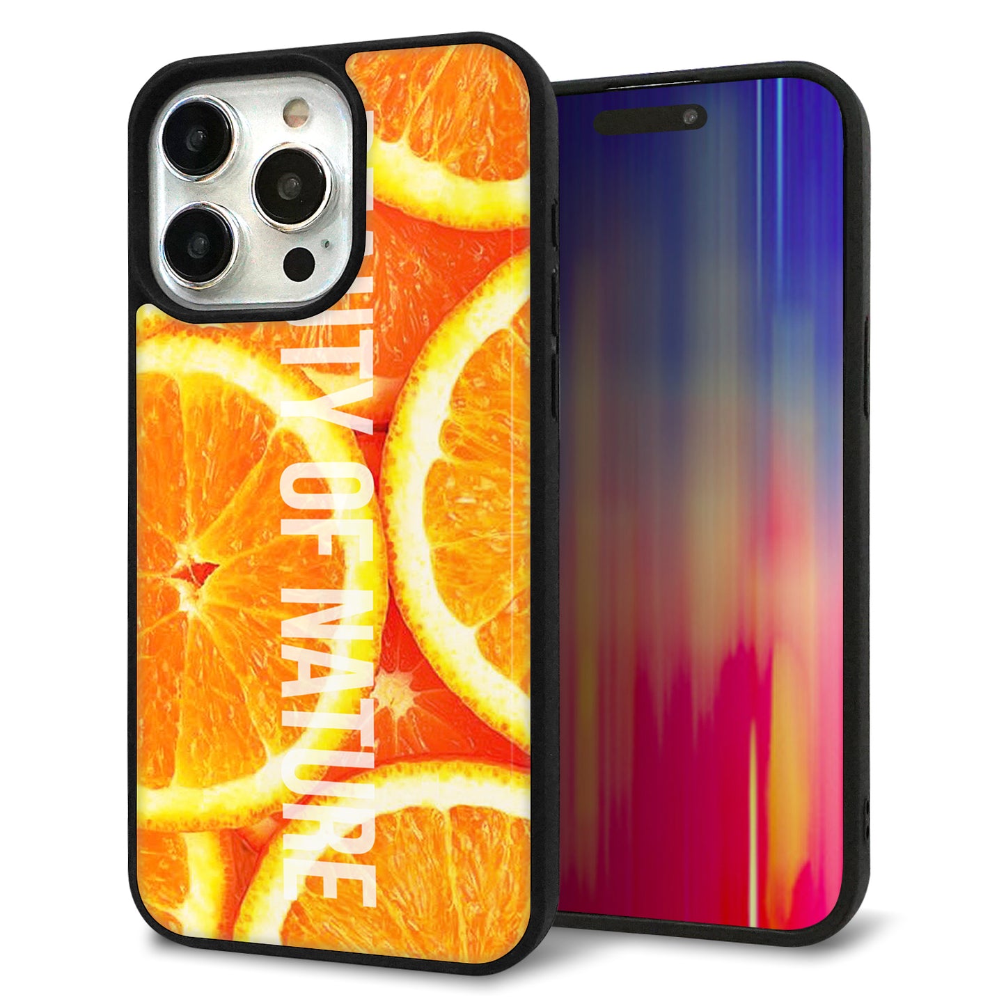 iPhone15 Pro Max 強化ガラス&TPUスマホケース ガラプリ【MA882 オレンジ】