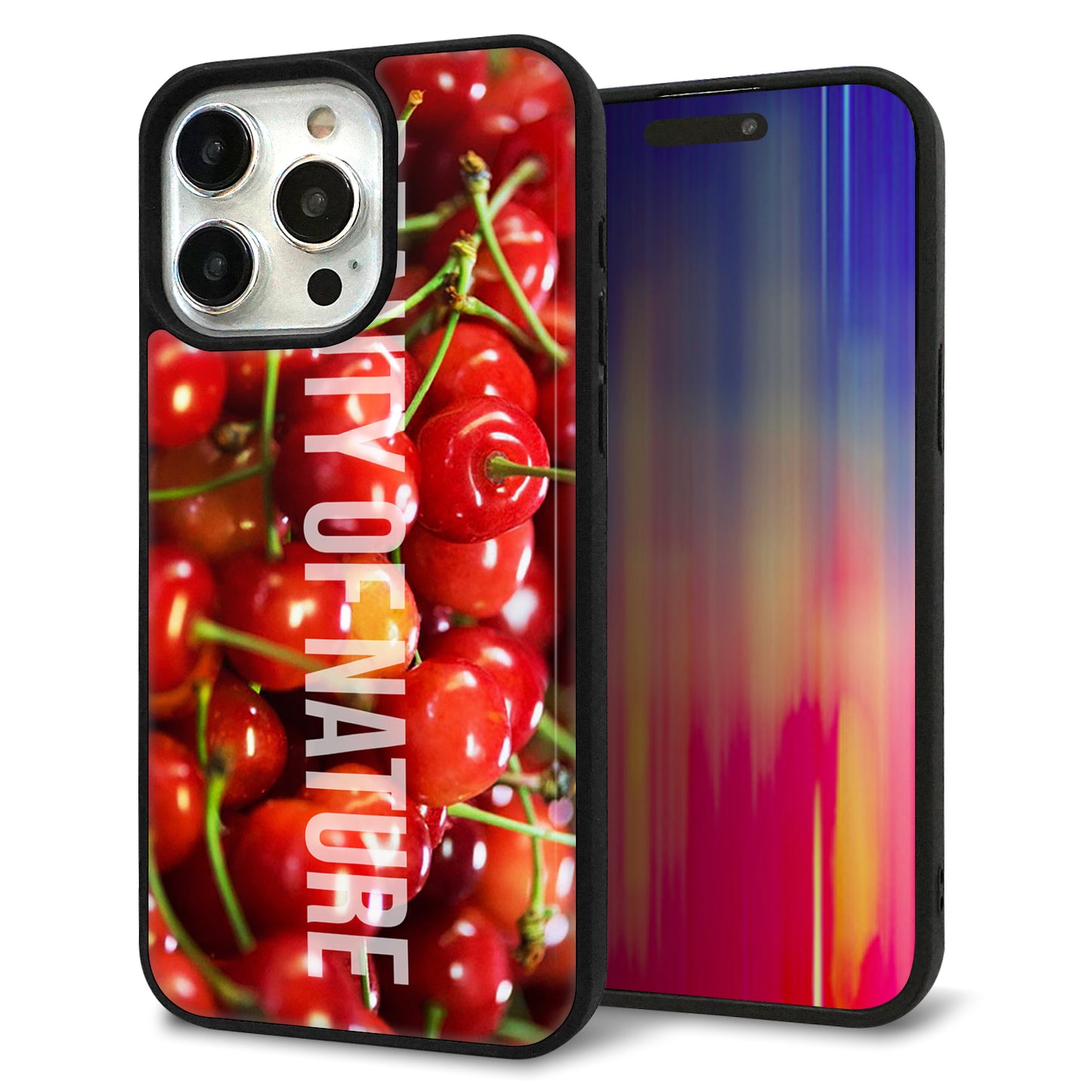 iPhone15 Pro Max 強化ガラス&TPUスマホケース ガラプリ【MA883 チェリー】
