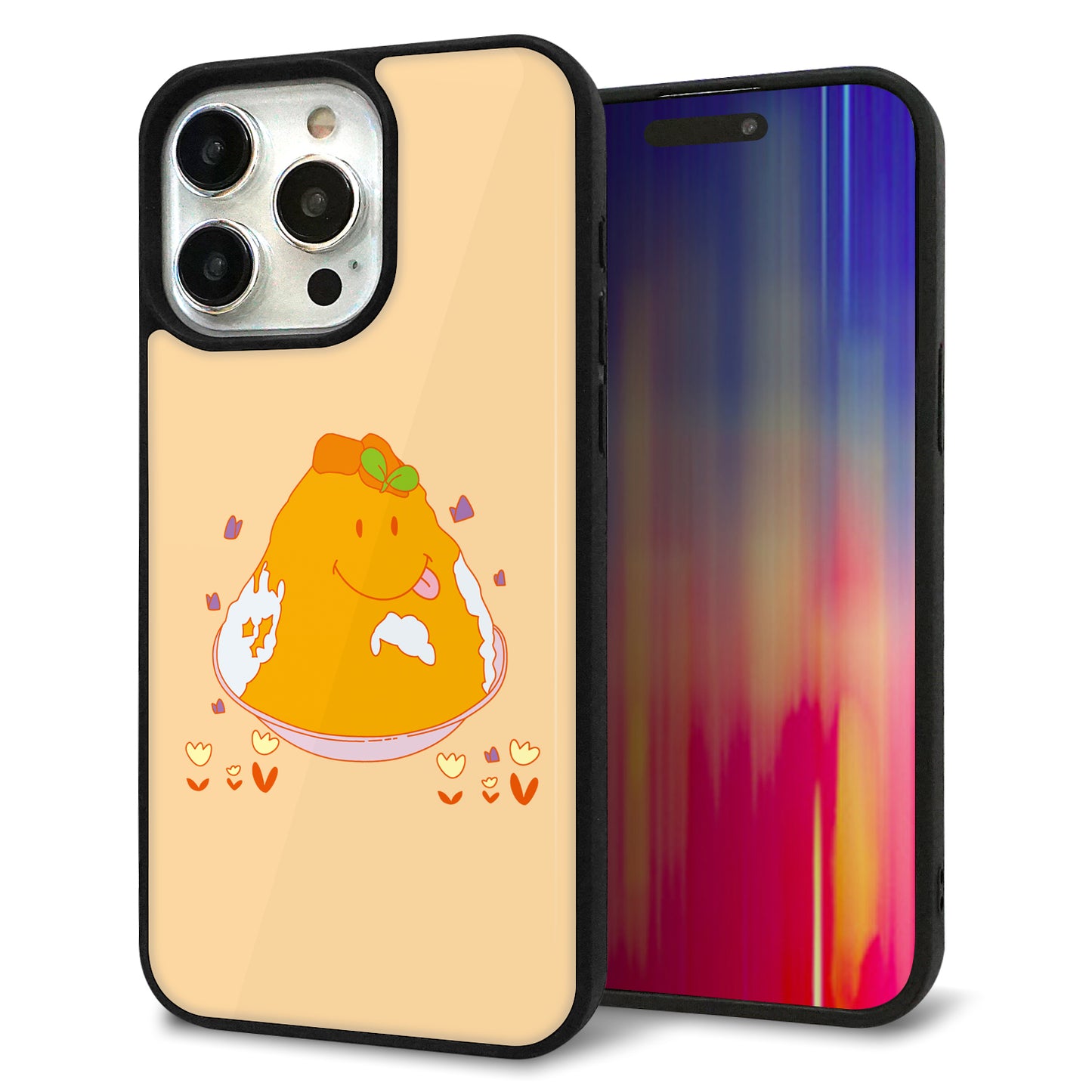 iPhone15 Pro Max 強化ガラス&TPUスマホケース ガラプリ【MA904 台湾風かき氷】