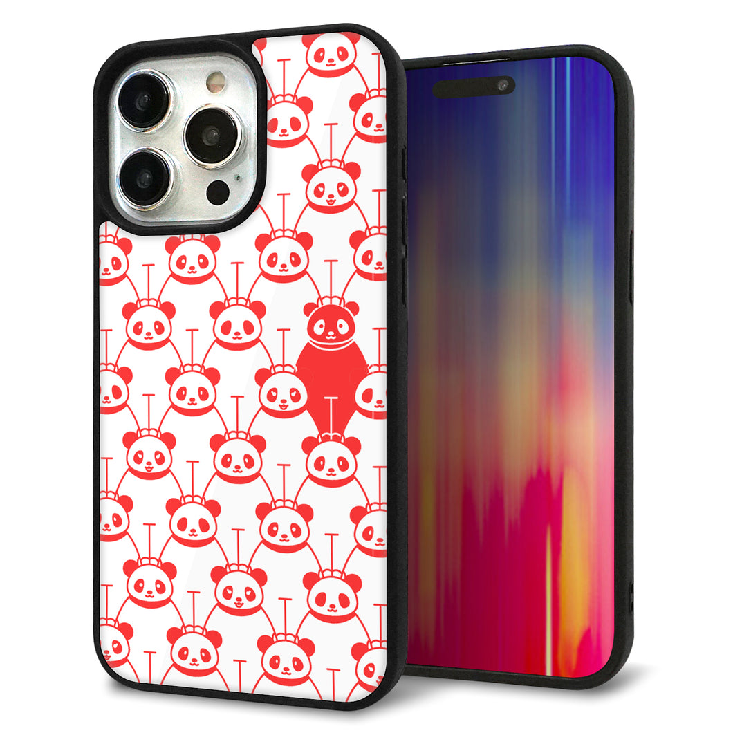 iPhone15 Pro Max 強化ガラス&TPUスマホケース ガラプリ【MA913 パターン パンダ】