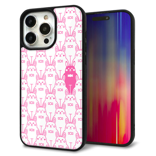 iPhone15 Pro Max 強化ガラス&TPUスマホケース ガラプリ【MA914 パターン ウサギ】