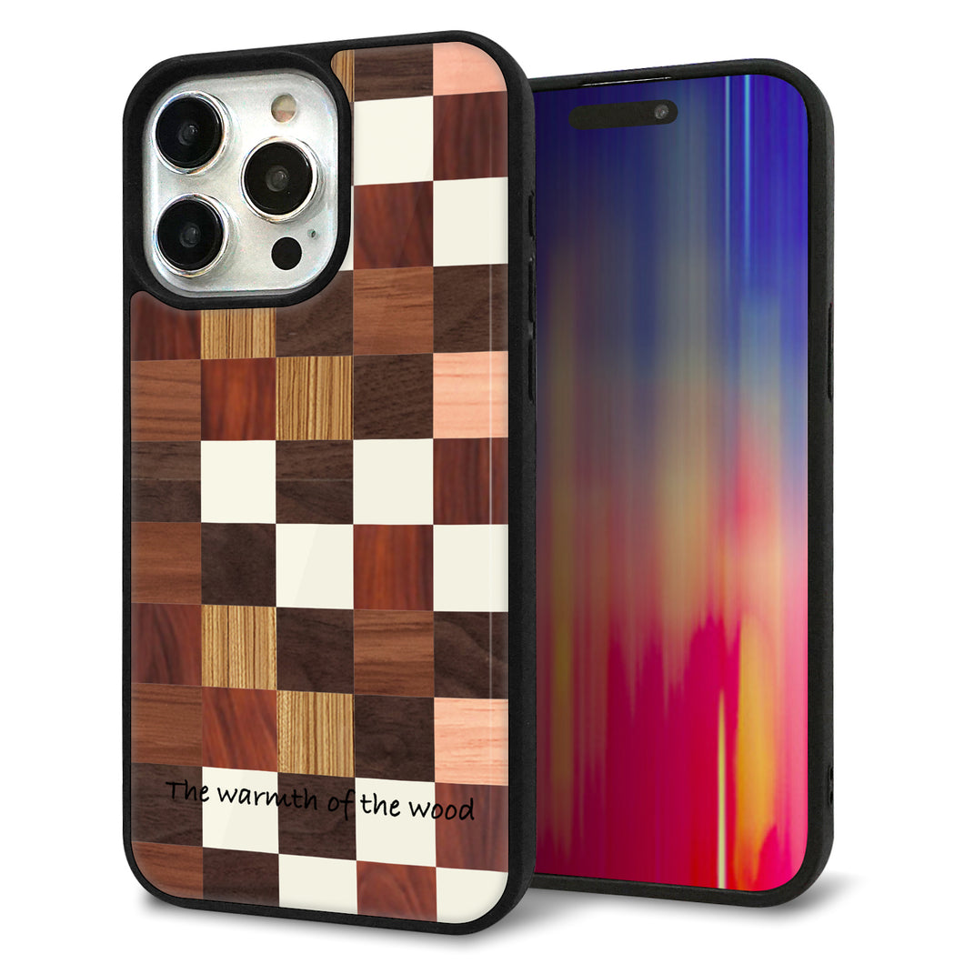 iPhone15 Pro Max 強化ガラス&TPUスマホケース ガラプリ【MA929 寄木細工 チェッカー】